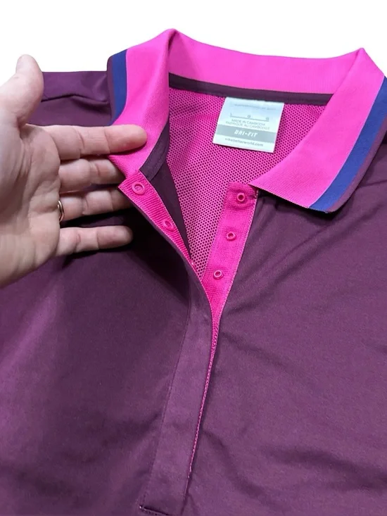 Nike Golf Dri Fit Purple Sleeveless Polo Blouse Top Size Large Pickleball Tennis - Picture 5 of 8